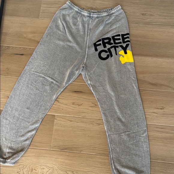 freecity Pants - Free City Gray Sweatpants with Yellow Accent